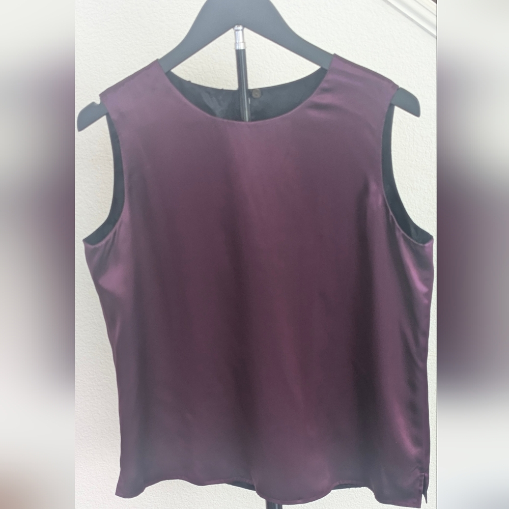 Talbots Plum Washed Silk Sleeveless Shell Top Size 10 NWT Lined Classic - Picture 9 of 11